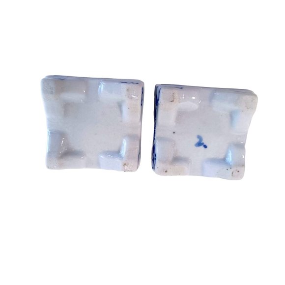 Vintage Set of 2 Delft Blue Trinket Holders Porcelain Hand Painted 3x3" Oriental - Picture 6 of 6